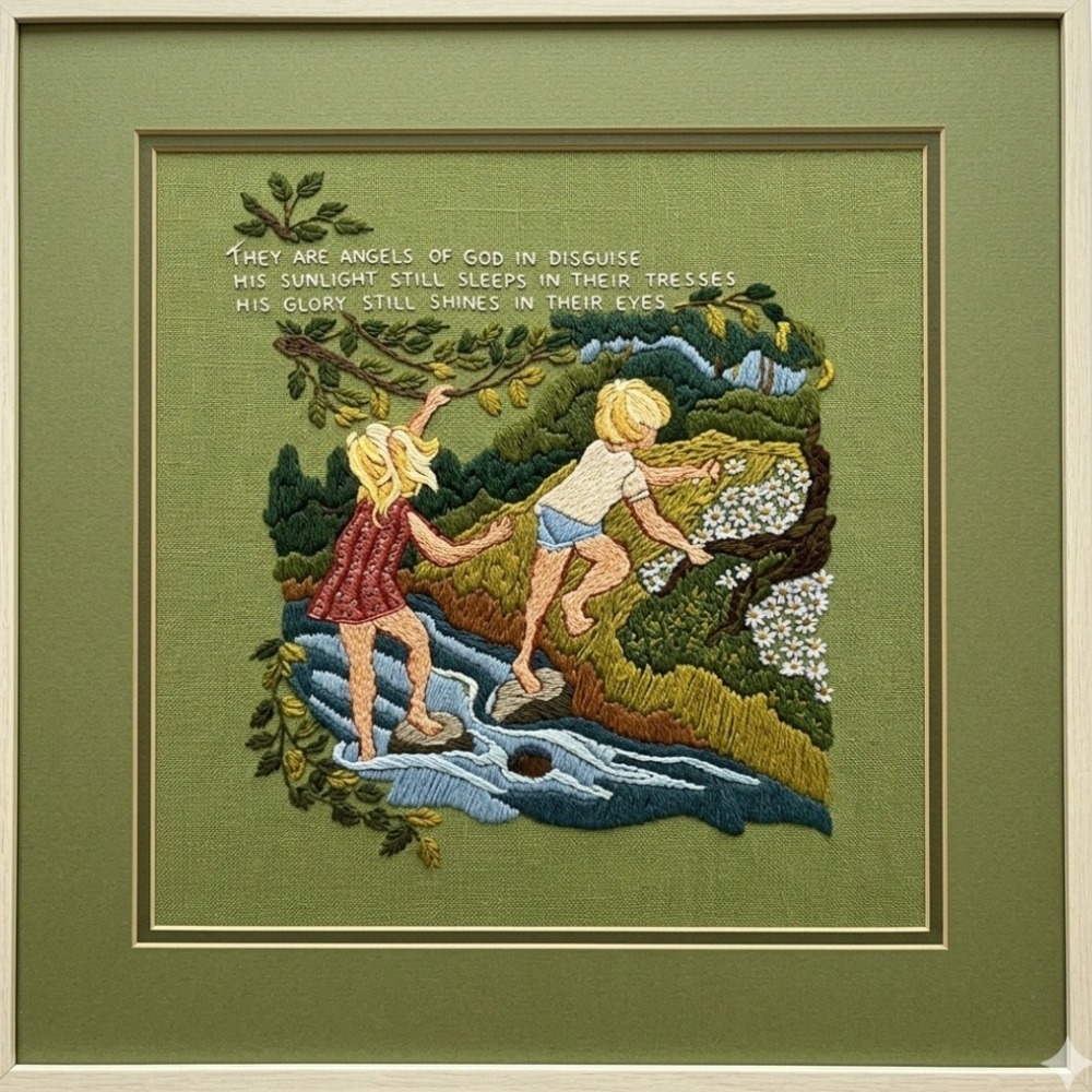 Bucilla Creative Needlecraft Angels of God Crewel Kit 2054 Vintage 18x22 Stamped